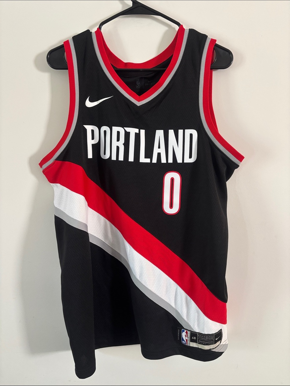 Nike Black Red White Damian Lillard #0 Basketball Jersey